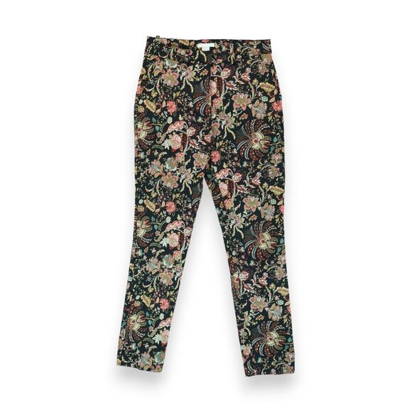 H&M Women’s Black Hobo Floral‎ Multicolor Print Stretch Pants Size 6 - Picture 1 of 6